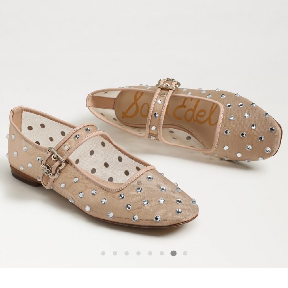 Sam Edelman Women's Michaela Gem Embellished Mesh Mary Jane Shoes Flats 7 - Picture 3 of 11
